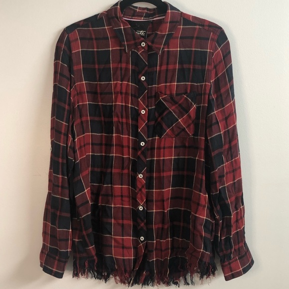Nanette Lepore Plaid Frayed Buttondown - Picture 2 of 9